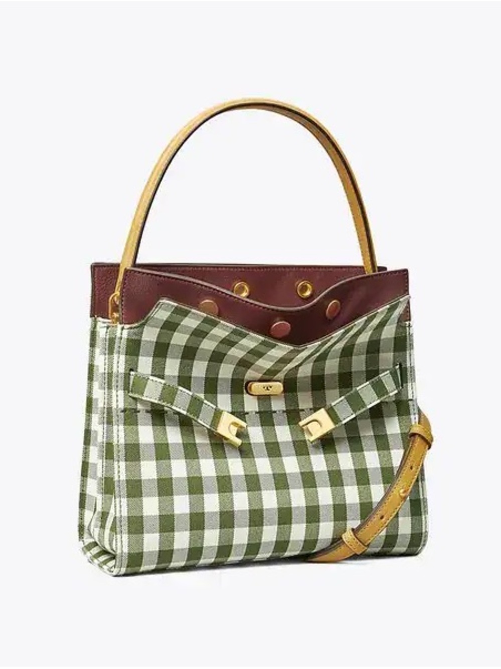 Rare -Tory Burch Lee Radziwill Gingham Small Double Bag - NWT